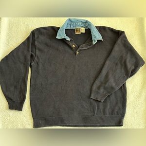 Vintage Blue Rodeo Brand sweater with denim collar